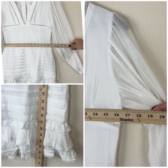 AMYLYNN White Romantic Ruffle Mini Dress M Long Sleeve Cottagecore NWT - Picture 6 of 10